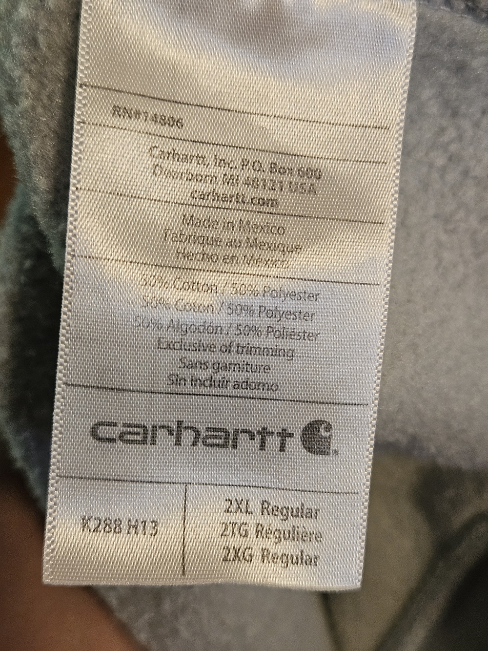 Carhartt Light Blue/Gray Classic Pullover Hoodie Sz 2XL Loose Fit - Picture 5 of 5